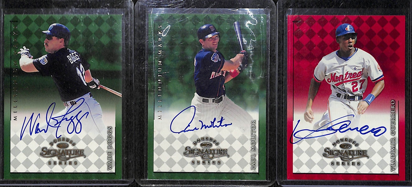 Lot of (30) 1998 Donruss Signature Series Autograph Cards w. Wade Boggs, Vladimir Guerrero, & Paul Molitor