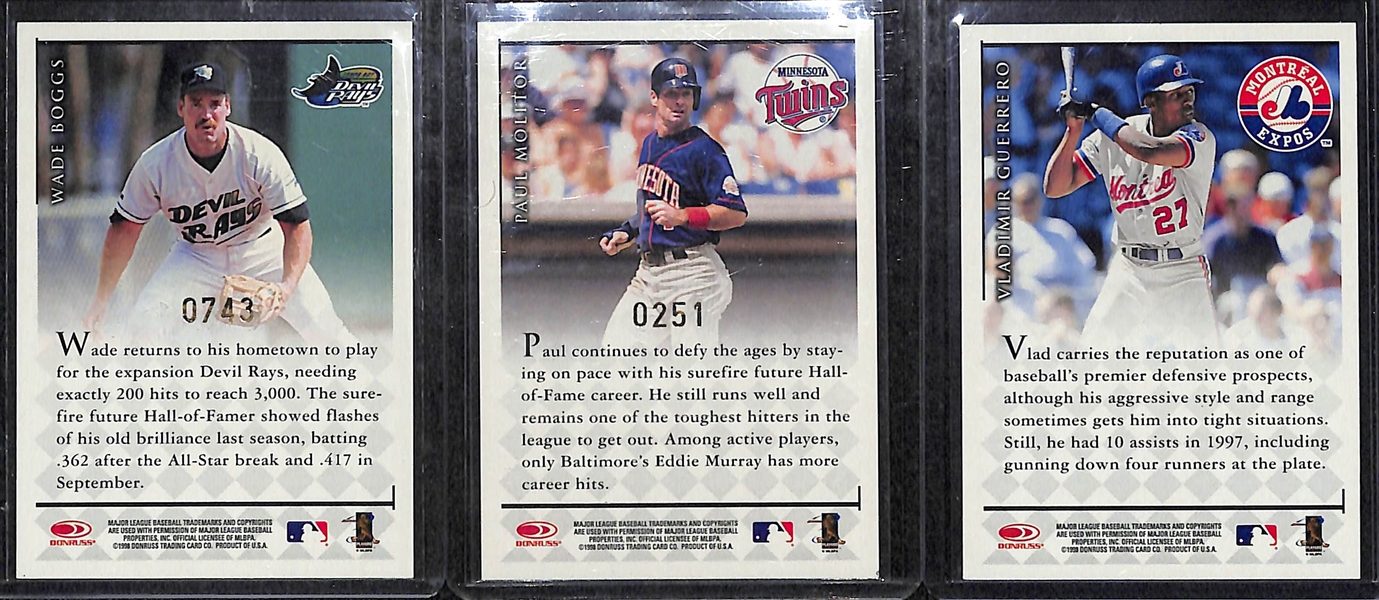 Lot of (30) 1998 Donruss Signature Series Autograph Cards w. Wade Boggs, Vladimir Guerrero, & Paul Molitor
