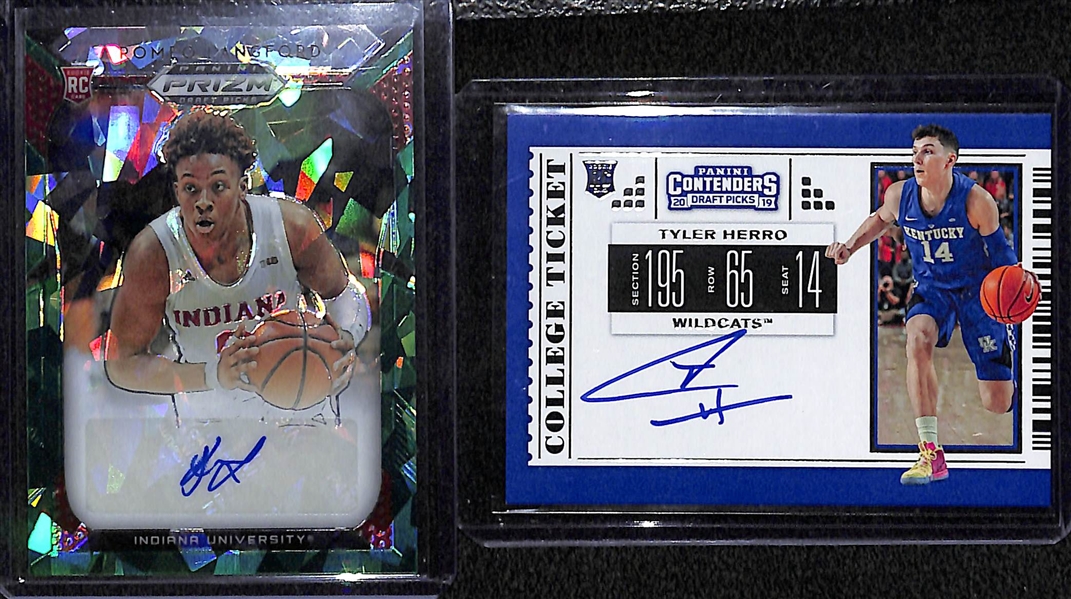 Lot of (2) 2019-20 Panini Basketball Autograph Rookie Cards w. Romeo Langford & Tyler Herro