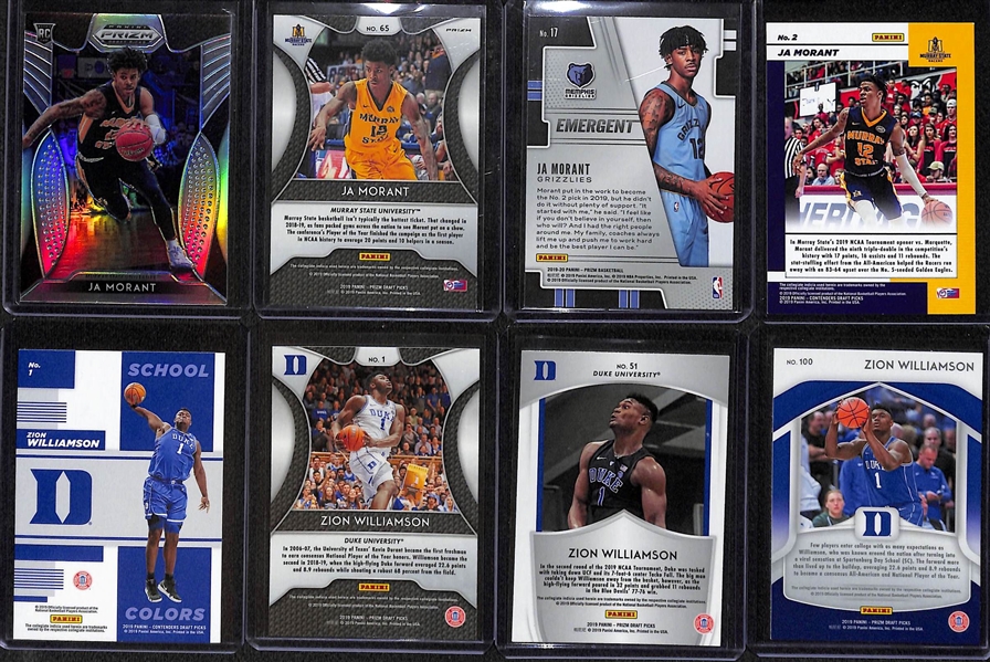 Lot of (14) Ja Morant and Zion Williamson Rookie Cards - Prizm, Prizm Draft Picks, & Hoops