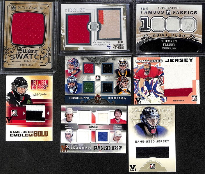 Lot of (12) Hockey Memorabilia Cards and Short Prints w. Brett Hull, Jonathan Quick & Carey Price