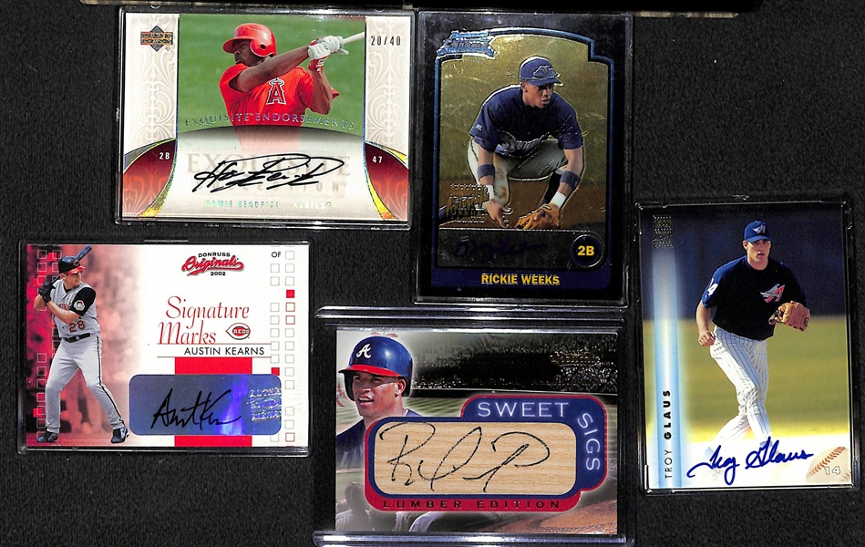 Lot of (65) Certified Baseball Autograph Cards w. Sutton, Martinez, Abrue & Burrell