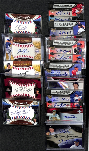 Lot of (13) Sweet Spot and Exquisite Collection Dual Autograph Baseball Cards w. Utley, Price, Snider & Oswalt