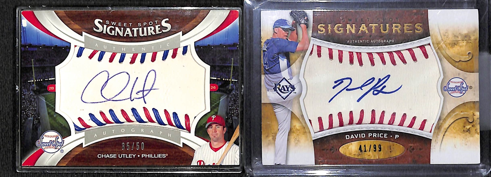 Lot of (13) Sweet Spot and Exquisite Collection Dual Autograph Baseball Cards w. Utley, Price, Snider & Oswalt