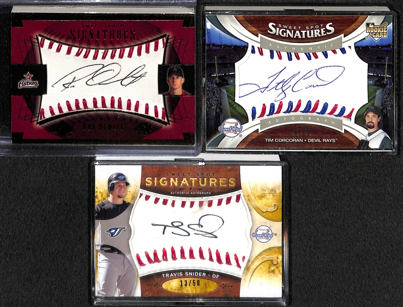 Lot of (13) Sweet Spot and Exquisite Collection Dual Autograph Baseball Cards w. Utley, Price, Snider & Oswalt