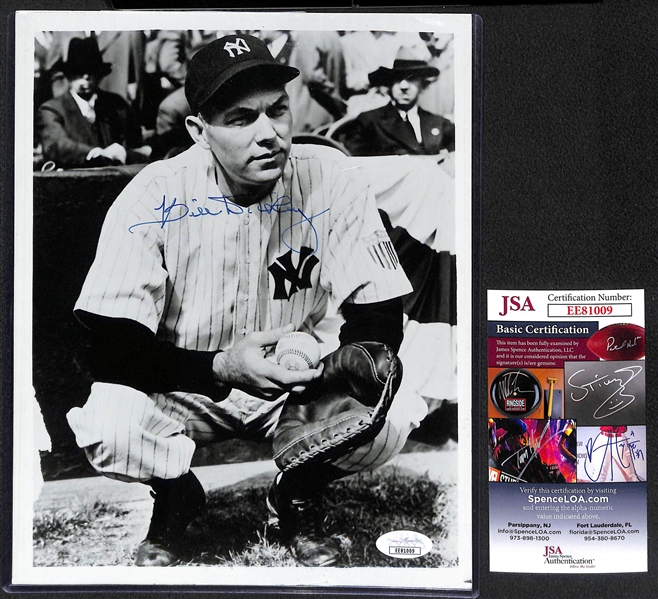 Lot of (4) Baseball Autograph Photos w. Bill Dickey (JSA), Vernon, Lavagetto & Lemon