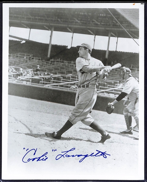 Lot of (4) Baseball Autograph Photos w. Bill Dickey (JSA), Vernon, Lavagetto & Lemon