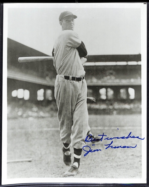 Lot of (4) Baseball Autograph Photos w. Bill Dickey (JSA), Vernon, Lavagetto & Lemon