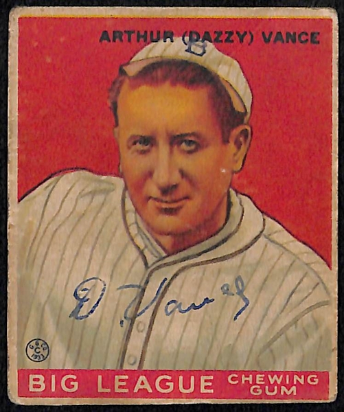 Signed 1933 Goudey Dazzy Vance (HOF) #2- Includes JSA Letter of Authenticity