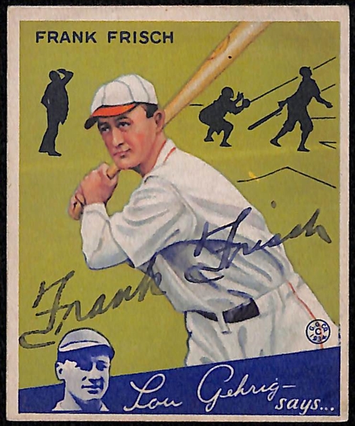 Rare Signed 1934 Goudey Frank Frisch (HOF) #13- Includes JSA Letter of Authenticity