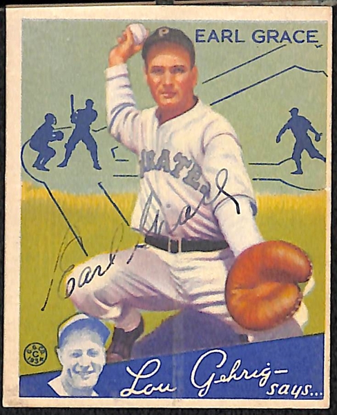 Signed 1934 Goudey Earl Grace #58 - includes JSA Letter of Authenticity