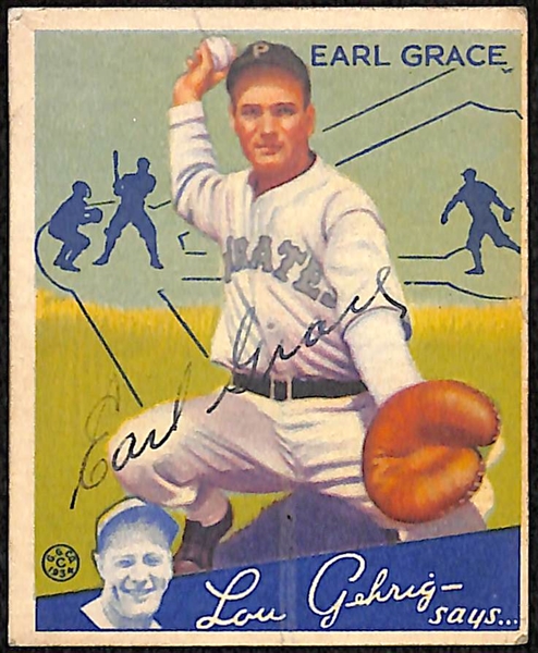 Signed 1934 Goudey Earl Grace #58 - includes JSA Letter of Authenticity