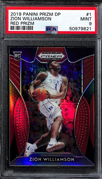 Lot of (3) 2019 Zion Williamson Rookies - Chronicles Hometown Heroes PSA 10, Prizm Draft Red #1 PSA 9, Chronicles Essentials #210 PSA 9