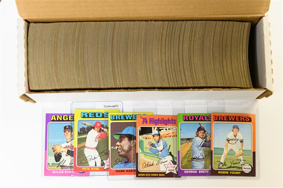 1975 Topps Baseball Complete Set of 660 Cards w. Yount & Brett Rookie Cards - NM-MT Condition!