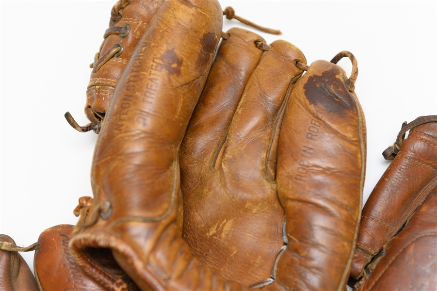 Lot of (3) Vintage Baseball Gloves w. Robin Roberts