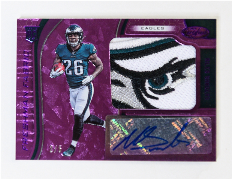 Lot of (4) Autograph Cards - 2019 AJ Brown Apprentice Ink Auto Card #7/10 & (3) Miles Sanders Autograph Cards w. Freshman Fabric #2/5