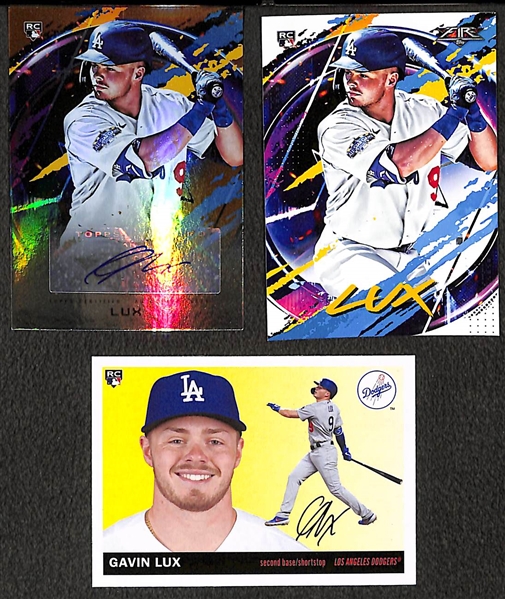 Lot of (73) Current Era Baseball Stars & Rookies Cards w. 2020 Topps Certified Gavin Lux Rookie Autograph Card #40/99
