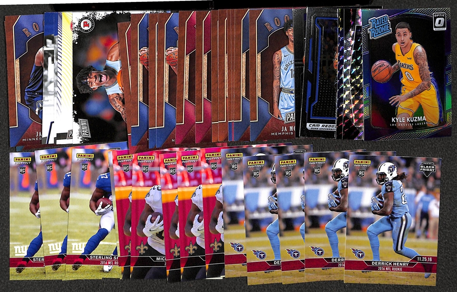 Lot of (44) Current Era Basketball (29) & Football (15 cards) Rookie Cards w 2017 Donruss Optic Kyle Kuzma Rookie