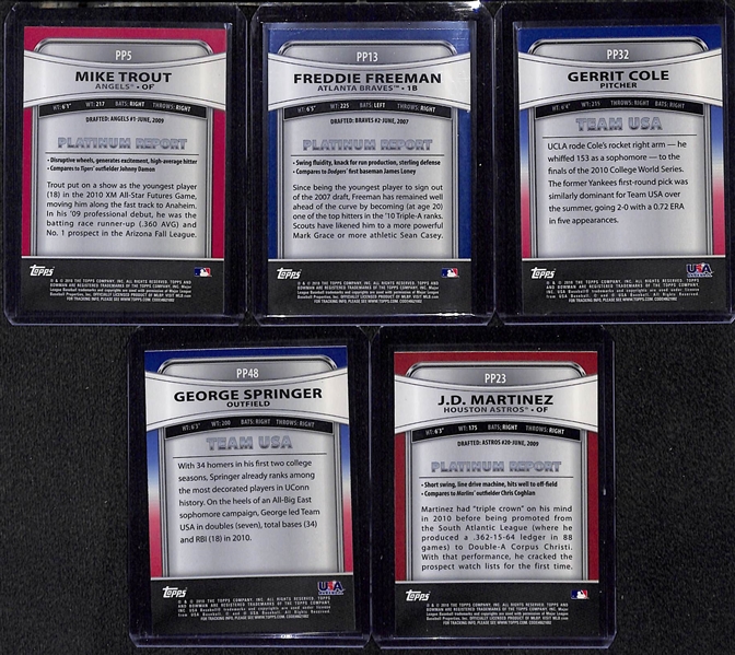 2010 Bowman Platinum Complete Set (100 Cards) and 50 Prospect/Rookie Cards (Inc. Mike Trout, Freddie Freeman, & Gerritt Cole)