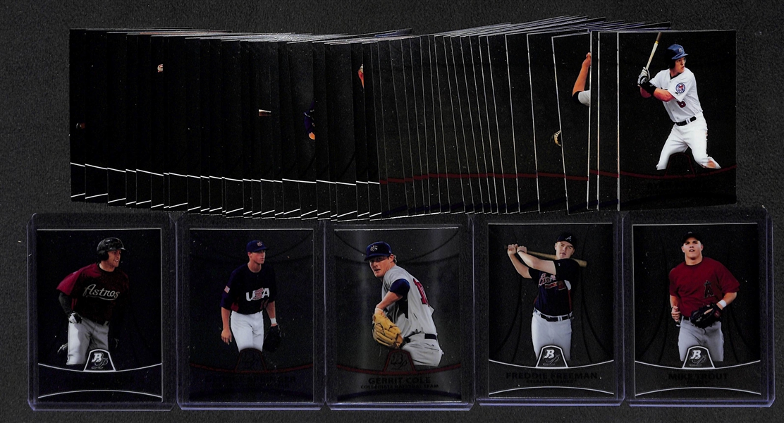 2010 Bowman Platinum Prospect/Rookie Card Set of 50 (Inc. Mike Trout, Freddie Freeman, & Gerritt Cole)