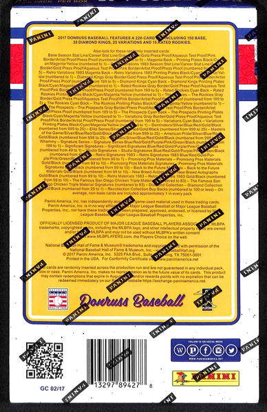 2017 Donruss Baseball Sealed Hobby Box - Potential for Aaron Judge & Cody Bellinger