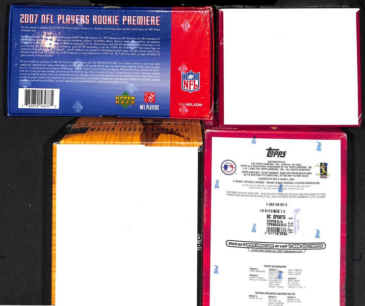 Lot of (4) Assorted Sport Sealed Boxes - 2001 Upper Deck Premier Golf, 2007 NFL Players Rookie Premier, 2003 Topps Baseball Series 2 Hobby Box & 1996 SP Baseball 