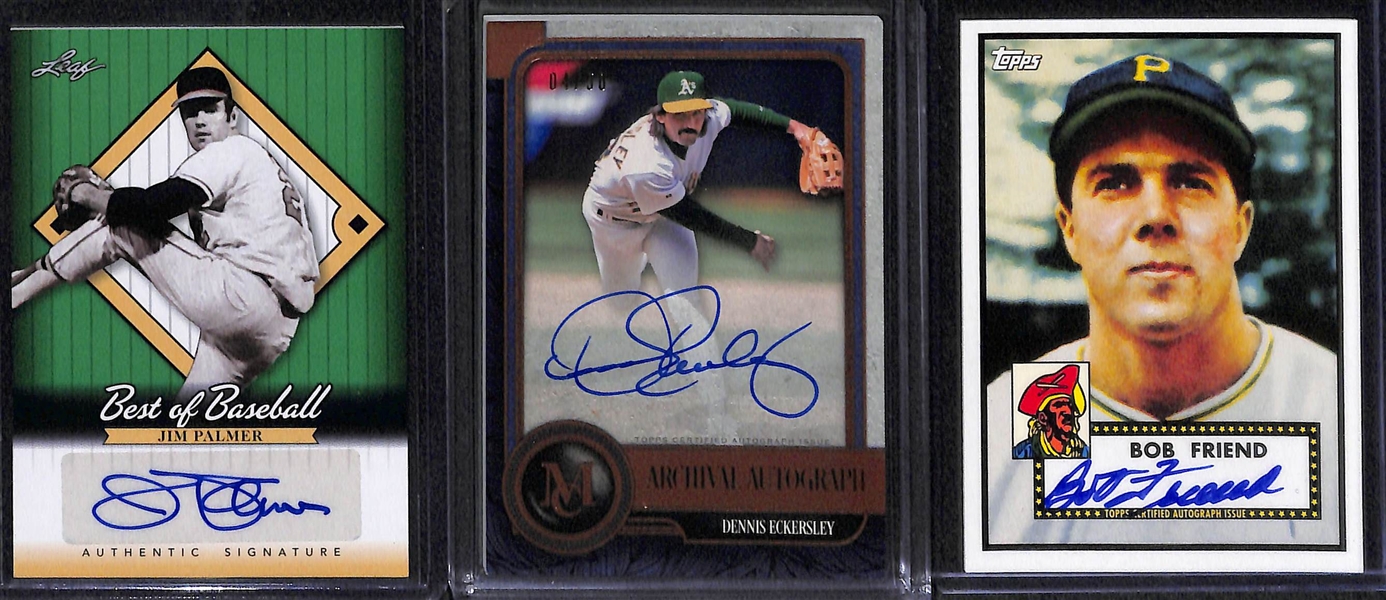 (9) Autographed Baseball Cards: Schoendienst, Rose, Larsen, Palmer, Eckersley, Friend, Branca, Thomson, Sutter/Eckersley