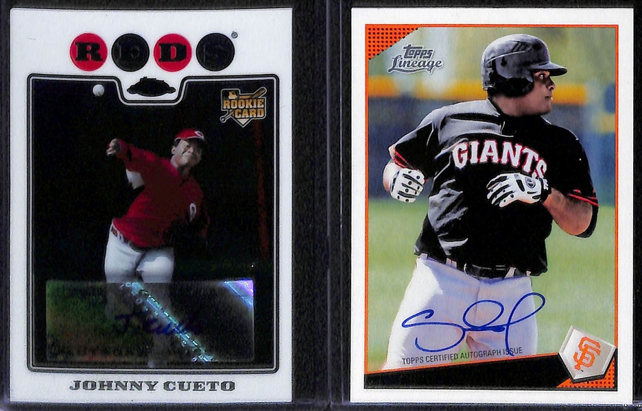 (14) Autographed Baseball Cards: D. Sutton, Paul Goldschmidt, V. Blue, Longoria, Cueto, Sandoval, H. Johnson, RA Dickey, R. Zimmerman, +