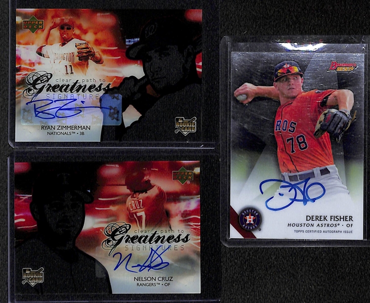 (14) Autographed Baseball Cards: D. Sutton, Paul Goldschmidt, V. Blue, Longoria, Cueto, Sandoval, H. Johnson, RA Dickey, R. Zimmerman, +