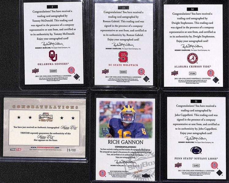 Football Lot (6) Rookies & (14) Autographs (w. McDonald, Gabriel, Collinsworth, Stephenson, Cappelletti, Gannon, Morton, +)