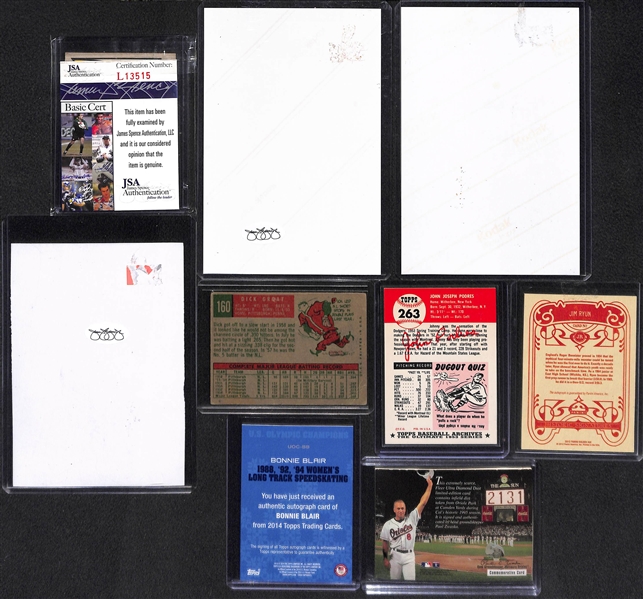 Sports Lot Inc. 9 Autographs (Snider, Bunning, Kell, Bagwell, Lidge, Groat, Podres, J. Ryun, B. Blair)& (1) Cal Ripken Relic