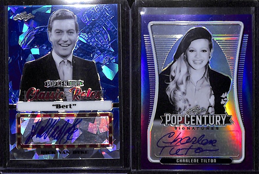 (4) 2020 Leaf Pop Century Cards Inc. (3) Autographs (Dick Van Dyke, Charlene Tilton, Camille Kostek) & Zeta-Jones Relic