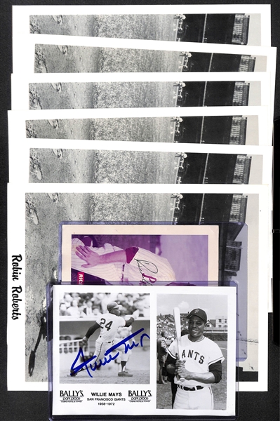 (8) Autographed Photos - Willie Mays 5x7, Richie Ashburn 4x6, (6) Robin Roberts Vintage 8x10 Photos