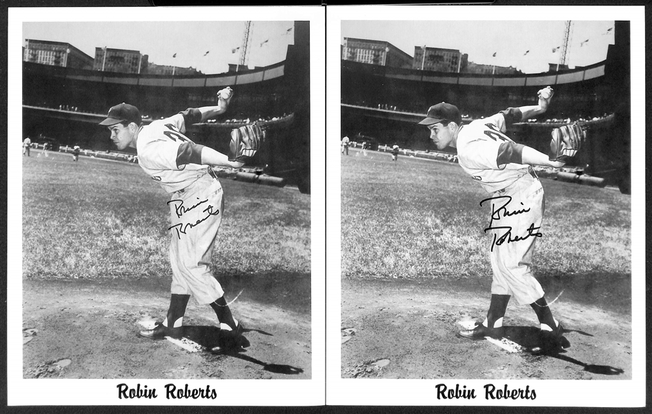 (8) Autographed Photos - Willie Mays 5x7, Richie Ashburn 4x6, (6) Robin Roberts Vintage 8x10 Photos