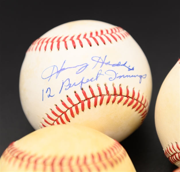 (4) Signed Baseballs - Pete Rose, Gary Carter, Johnny Mize, Harvey Haddix