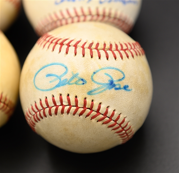 (4) Signed Baseballs - Pete Rose, Gary Carter, Johnny Mize, Harvey Haddix