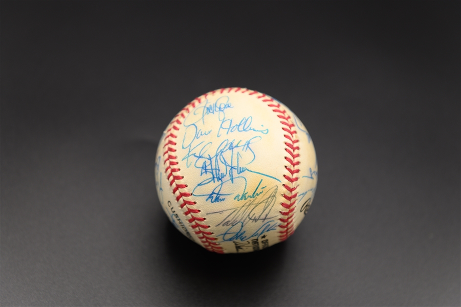 1992 Phillies Team-Signed Baseball w. 28 Autographs Inc. Daulton, Kruk, Fregosi, +