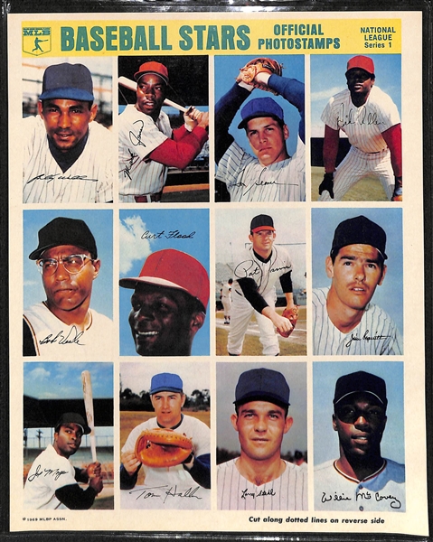 1969 Sports Collectors MLB Baseball Stamp Set (Both AL and NL Books and All 18 Stamp/Sticker Sheets)