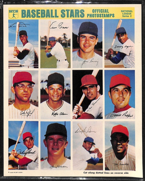 1969 Sports Collectors MLB Baseball Stamp Set (Both AL and NL Books and All 18 Stamp/Sticker Sheets)