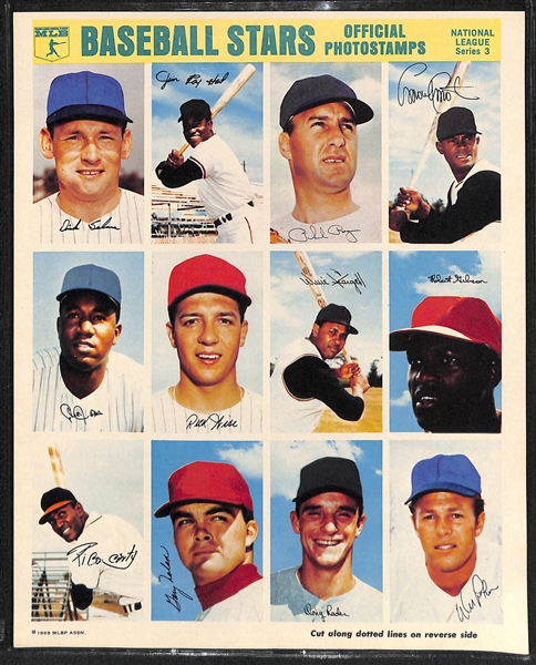 1969 Sports Collectors MLB Baseball Stamp Set (Both AL and NL Books and All 18 Stamp/Sticker Sheets)
