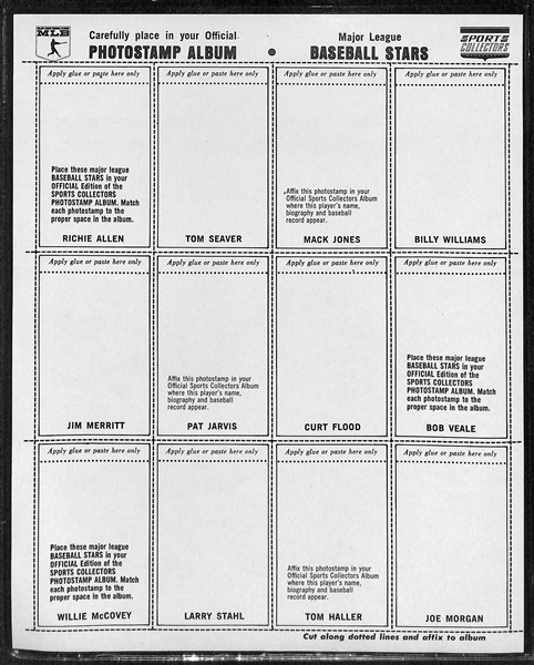 1969 Sports Collectors MLB Baseball Stamp Set (Both AL and NL Books and All 18 Stamp/Sticker Sheets)
