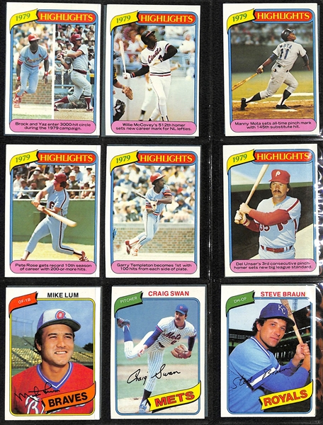 Lot of (4) Baseball Card Sets - 1980 Topps (Henderson Rookie), 1981 Fleer, (2) 1983 Fleer (2 Boggs, 2 Gwynn, 2 Sandberg)