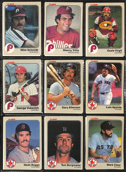 Lot of (4) Baseball Card Sets - 1980 Topps (Henderson Rookie), 1981 Fleer, (2) 1983 Fleer (2 Boggs, 2 Gwynn, 2 Sandberg)