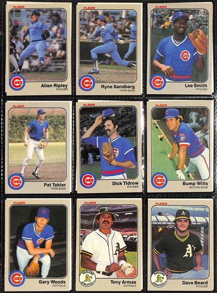 Lot of (4) Baseball Card Sets - 1980 Topps (Henderson Rookie), 1981 Fleer, (2) 1983 Fleer (2 Boggs, 2 Gwynn, 2 Sandberg)