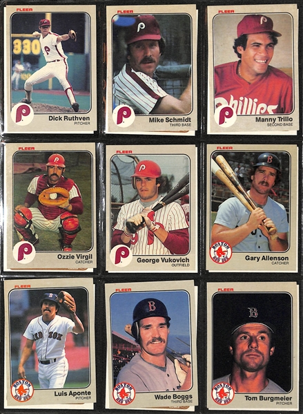 Lot of (4) Baseball Card Sets - 1980 Topps (Henderson Rookie), 1981 Fleer, (2) 1983 Fleer (2 Boggs, 2 Gwynn, 2 Sandberg)
