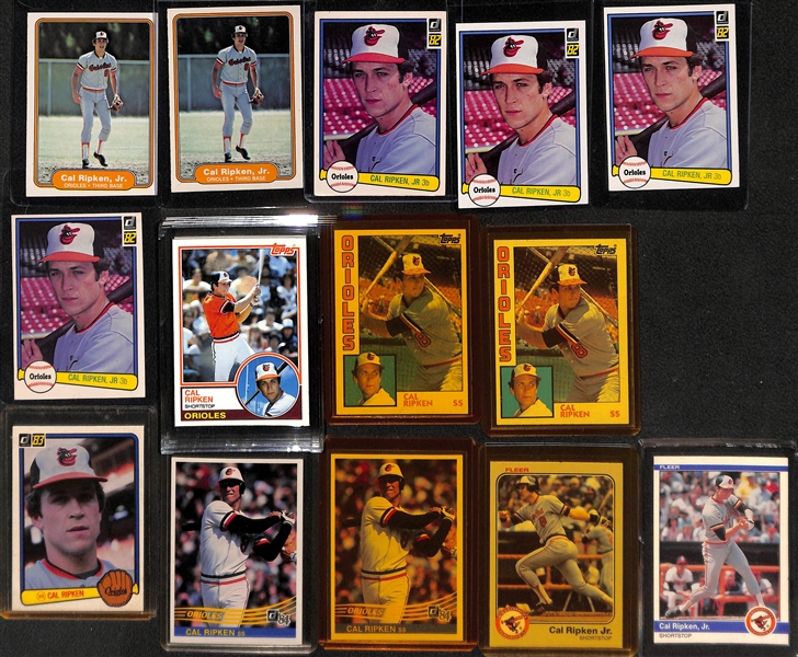 2 Row Box w. Over 200 Cal Ripken Jr. Cards (Inc. 6 Rookies - 2 Fleer and 4 Donruss)