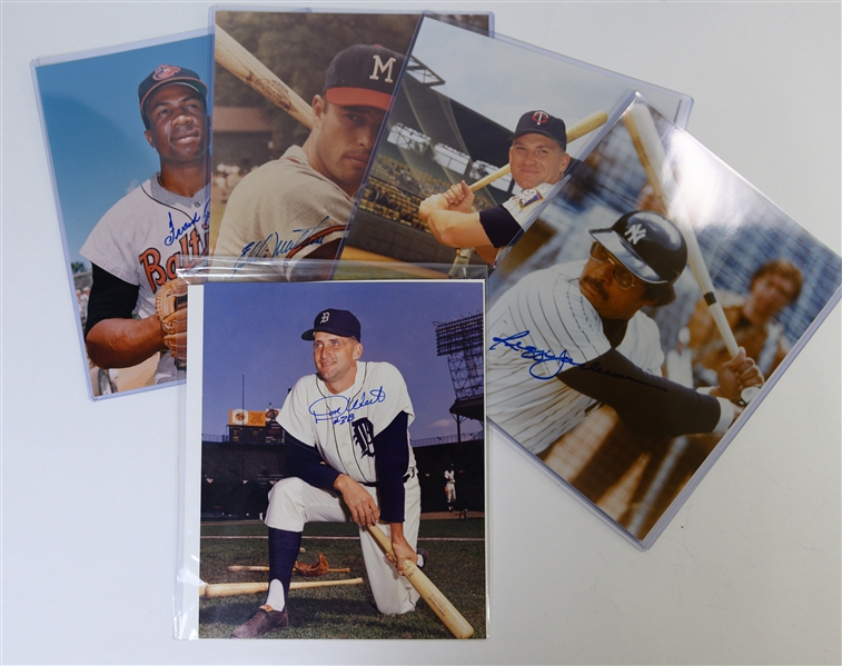 Lot of (5) Signed Baseball 8x10s (4 HOFers) - Killebrew, E. Mathews, F. Robinson, Reggie Jackson, Don Wert - Includes JSA auction LOA