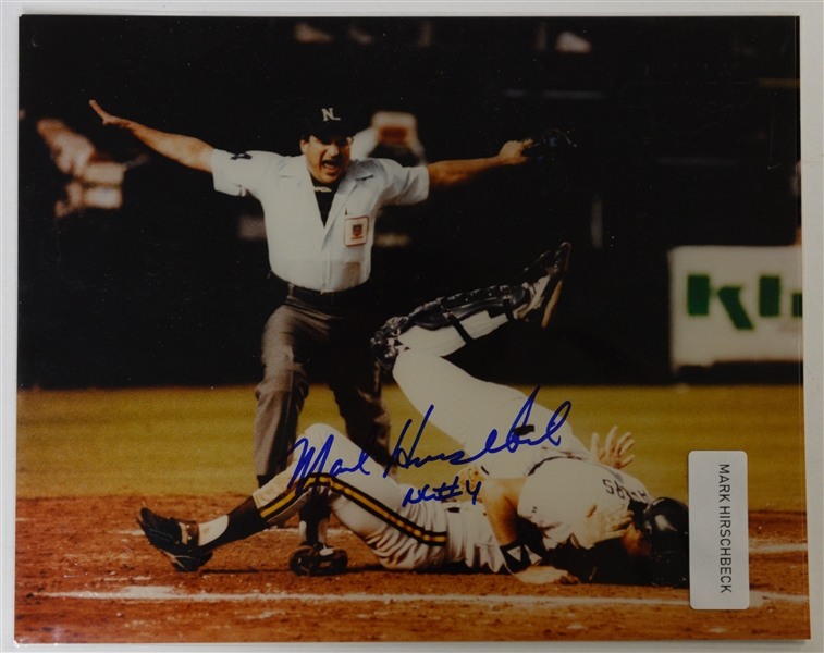 Lot of (7) Signed Baseball 8x10s - E. Banks, McCovey, Hubbell, P. Rose, Hirschbeck, Spahn, Wert - Includes JSA auction LOA