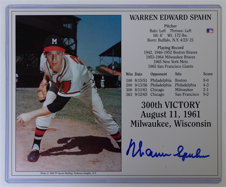 Lot of (7) Signed Baseball 8x10s - E. Banks, McCovey, Hubbell, P. Rose, Hirschbeck, Spahn, Wert - Includes JSA auction LOA