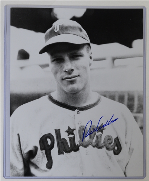 Lot of (6) Signed Phillies/Eagles 8x10s - M. Schmidt, Dick Allen, Ashburn, Bednarik, Retzlaff, Mahaffey - Includes JSA auction LOA